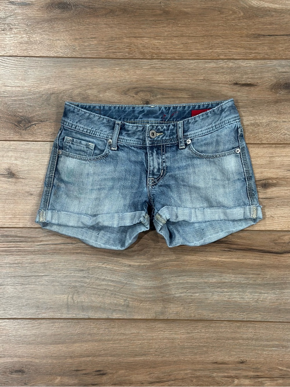 EXPRESS 100% Cotton Vintage 2000s Y2k Low-rise Cuffed Micro Jean Shorts | Sz 0